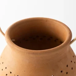 Cut-Out Flower Clay Lantern