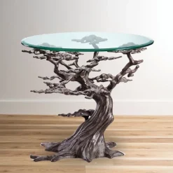 Cypress Tree Recycled Metal End Table