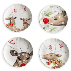 Deer Friends Dessert Plates, Set of 4 - White