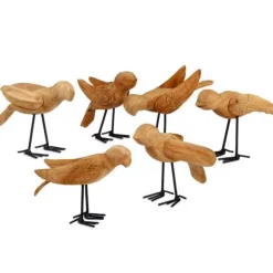 Deseo Reclaimed Teak Birds, Set of 6