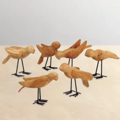 Deseo Reclaimed Teak Birds, Set of 6