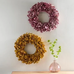 Dried 22" Natural Integrifolia Wreath, Saffron