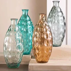Dune Tall Recycled Dimpled Glass Vase, 12