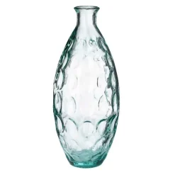 Dune Tall Recycled Dimpled Glass Vase, 12"H - Clear