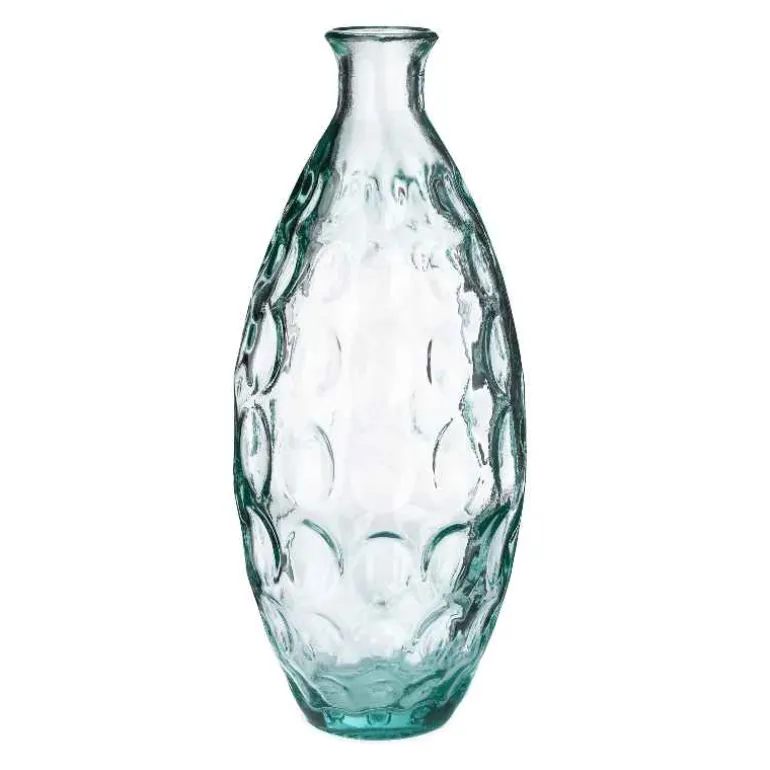 Dune Tall Recycled Dimpled Glass Vase, 12"H - Clear