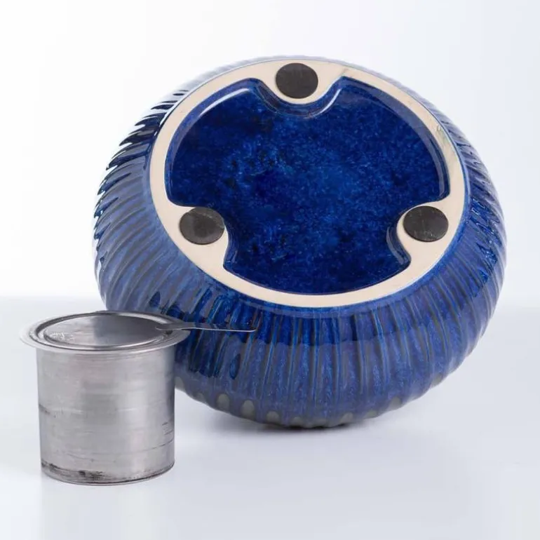 EchoFlame Blue Glass and Metal Accent Firepot