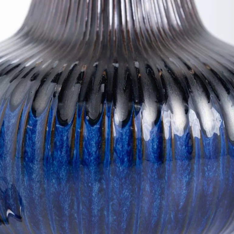 EchoFlame Blue Glass and Metal Accent Firepot