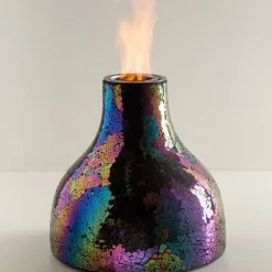 EchoFlame Rainbow Iridescent Glass Mosaic Firepot