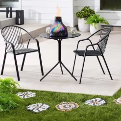 EchoFlame Rainbow Iridescent Glass Mosaic Firepot