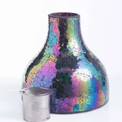 EchoFlame Rainbow Iridescent Glass Mosaic Firepot