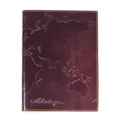 Embossed World Map Leather Journal
