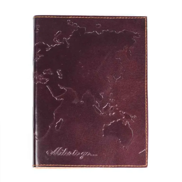 Embossed World Map Leather Journal