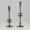 Emerald Glass Candlestick Pair