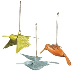 Enamel Hanging Hummingbirds, Set of 3