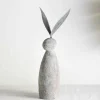 Faux Stone and Metal Rabbit Sculpture, Tall
