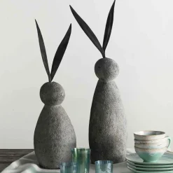 Faux Stone and Metal Rabbit Sculpture, Tall
