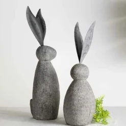 Faux Stone and Metal Rabbit Sculpture, Short