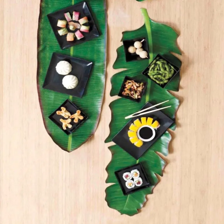 Faux Tropical Leaf Runner