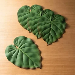 Faux Tropical Philodendren Leaf Placemats, Set of 4
