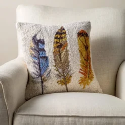 Feather Hooked Wool Pillow 16