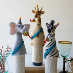 Felt Party Animals Bottle Toppers, Set of 3