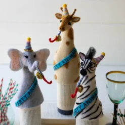 Felt Party Animals Bottle Toppers, Set of 3