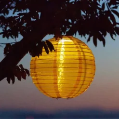 Festival Nylon Solar Lantern - Yellow