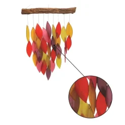 Fiesta Glass Leaves Wind Chime on Driftwood Chime