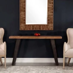 Fir Wood Console Table with Metal Legs