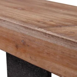 Fir Wood Console Table with Metal Legs