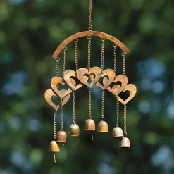 Flamed Copper Hearts Wind Chime