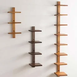 Floating Vertical Wall Shelf, 4-Shelf - Ebony