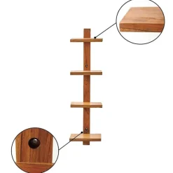 Floating Vertical Wall Shelf, 4-Shelf - Walnut
