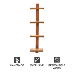 Floating Vertical Wall Shelf, 4-Shelf - Walnut