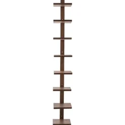 Floating Vertical Wall Shelf, 8-Shelf - Ebony
