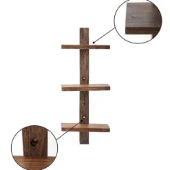 Floating Vertical Wall Shelf, 3-Shelf - Ebony