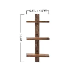Floating Vertical Wall Shelf, 3-Shelf - Ebony