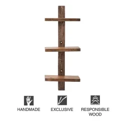 Floating Vertical Wall Shelf, 3-Shelf - Ebony
