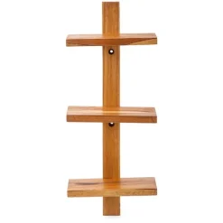 Floating Vertical Wall Shelf, 3-Shelf - Walnut