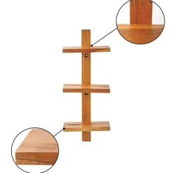 Floating Vertical Wall Shelf, 3-Shelf - Walnut