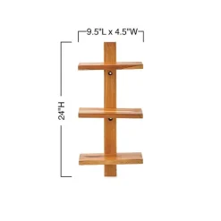 Floating Vertical Wall Shelf, 3-Shelf - Walnut