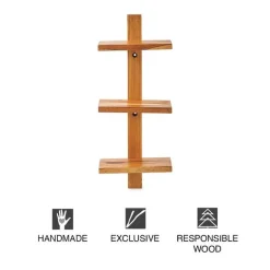 Floating Vertical Wall Shelf, 3-Shelf - Walnut