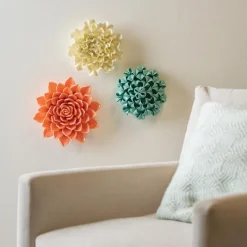 Floret Collection Ceramic Wall Flowers, Set of 3