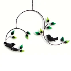 Forest Birds Metal and Glass Mobile