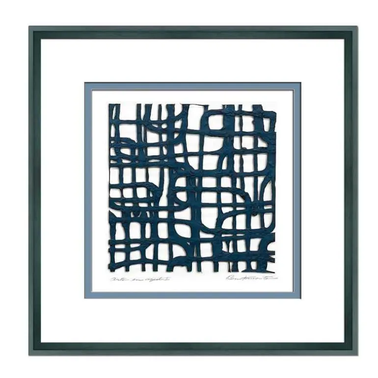 Framed Abstract Paper Wall Art - Mulberry Arte En Azul I