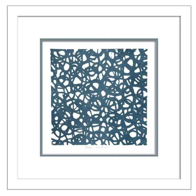 Framed Abstract Paper Wall Art - Blue Coral I