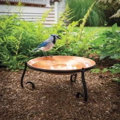 Freestanding Hammered Copper Birdbath