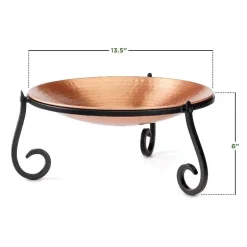 Freestanding Hammered Copper Birdbath