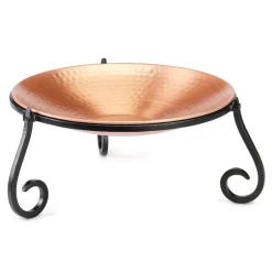 Freestanding Hammered Copper Birdbath