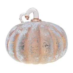 Frosted LED Pumpkin in Taupe, 4.75"H